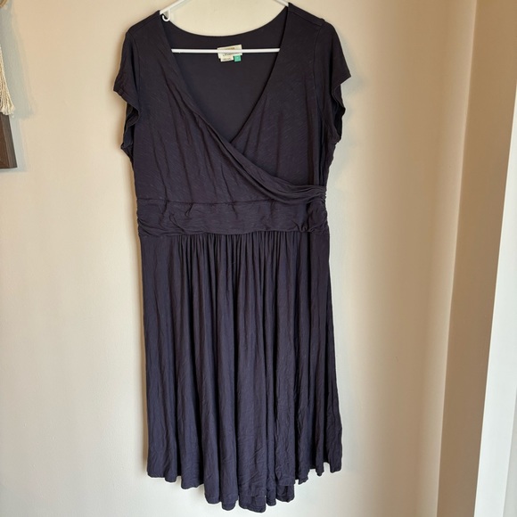 Anthropologie Dresses & Skirts - Maeve Anthropologie Women Ruched Surplice Jersey Knit Midi Dress Sz 1X Faux Wrap